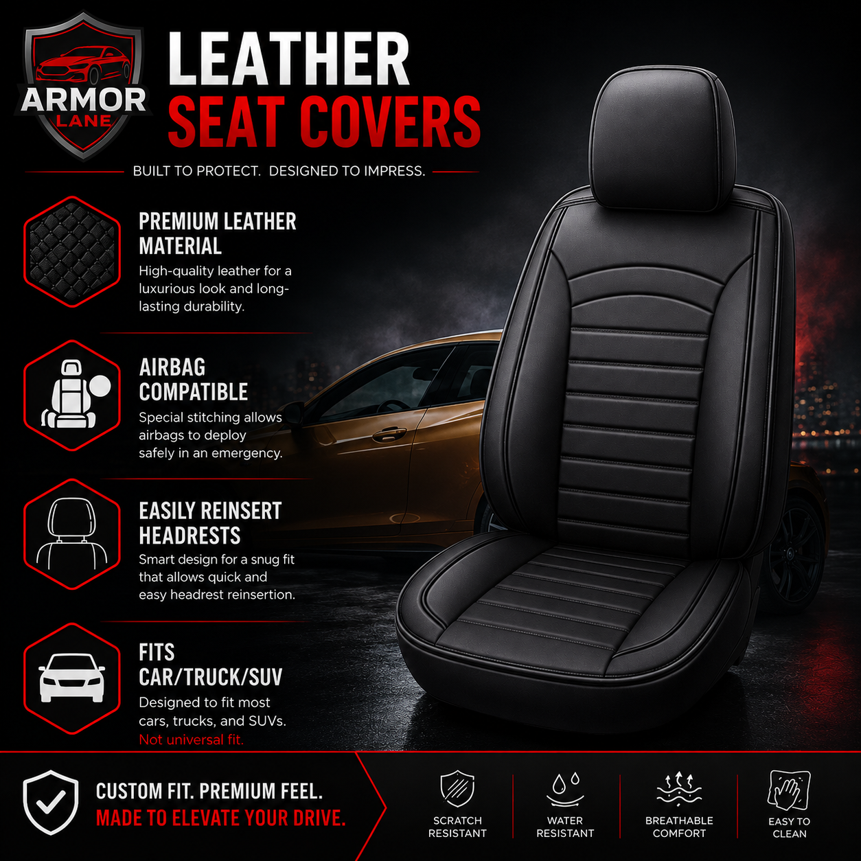 Armor Lane Premium Leather Car Seat Covers
